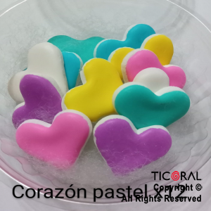 ADOR CORAZON PASTEL MULTICOLOR AZUCAR X 12